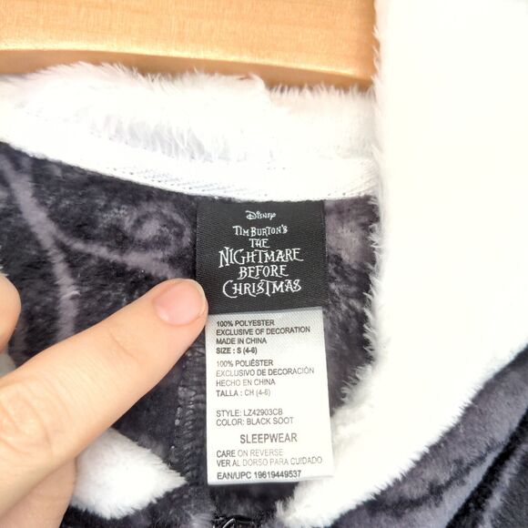 The Nightmare Before Christmas Jack Skellington One Piece Pajamas Small Black - Picture 11 of 13